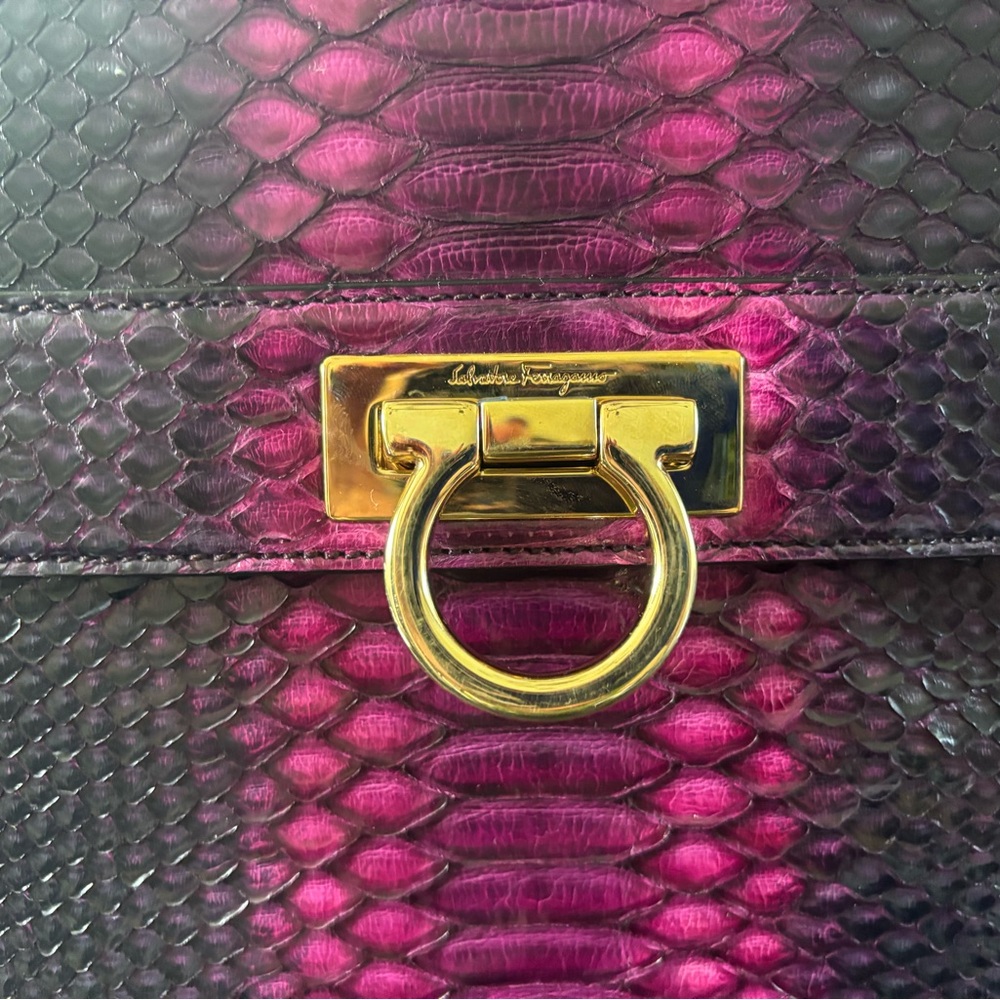 Salvatore Ferragamo Sofia Satchel Python Snake Sk… - image 2